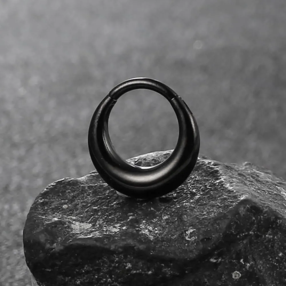 MOQIKAKA16G 8mm Septum Rings - Stainless Steel Segment Nose Rings for Women Men - Hinged Segment Nose Helix Cartilage Clicker Hoop Earrings for Daith Rook Tragus Piercing
