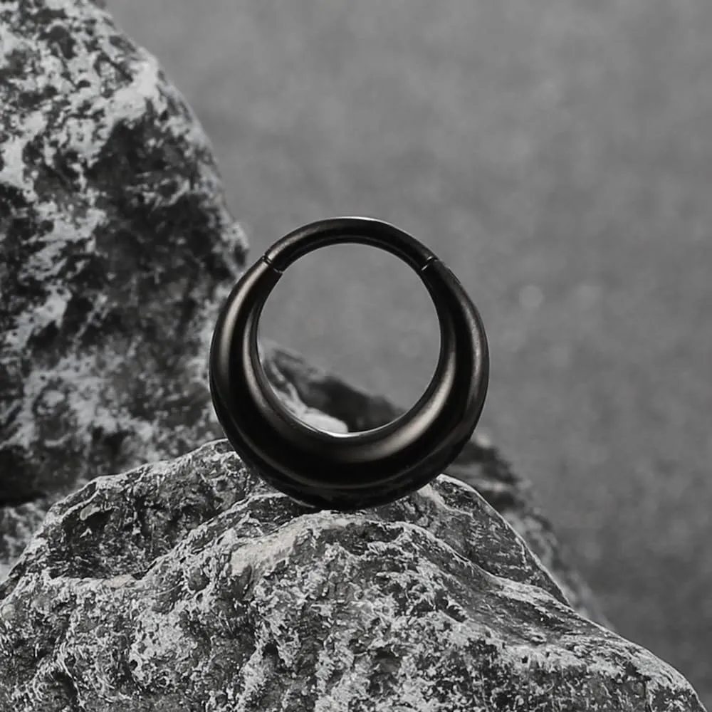 MOQIKAKA16G 8mm Septum Rings - Stainless Steel Segment Nose Rings for Women Men - Hinged Segment Nose Helix Cartilage Clicker Hoop Earrings for Daith Rook Tragus Piercing