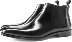 New Men Chelsea Boots Elastic Sided Cowhide Leather Non Slip Anti-slip Waterproof Slip Dress Fashion Pull On