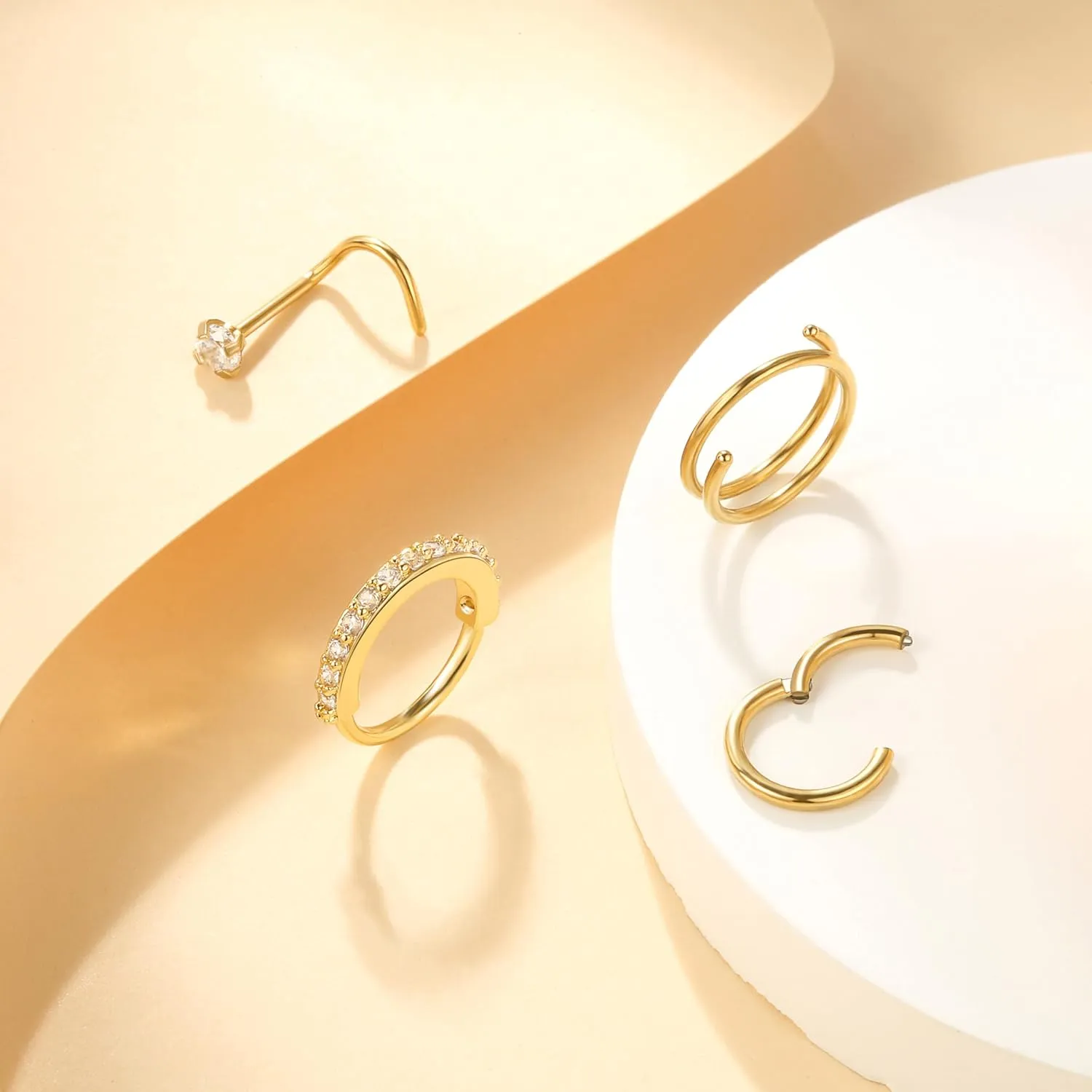 Nose Piercings Studs Hoop Nose Rings for Women Gold Plated