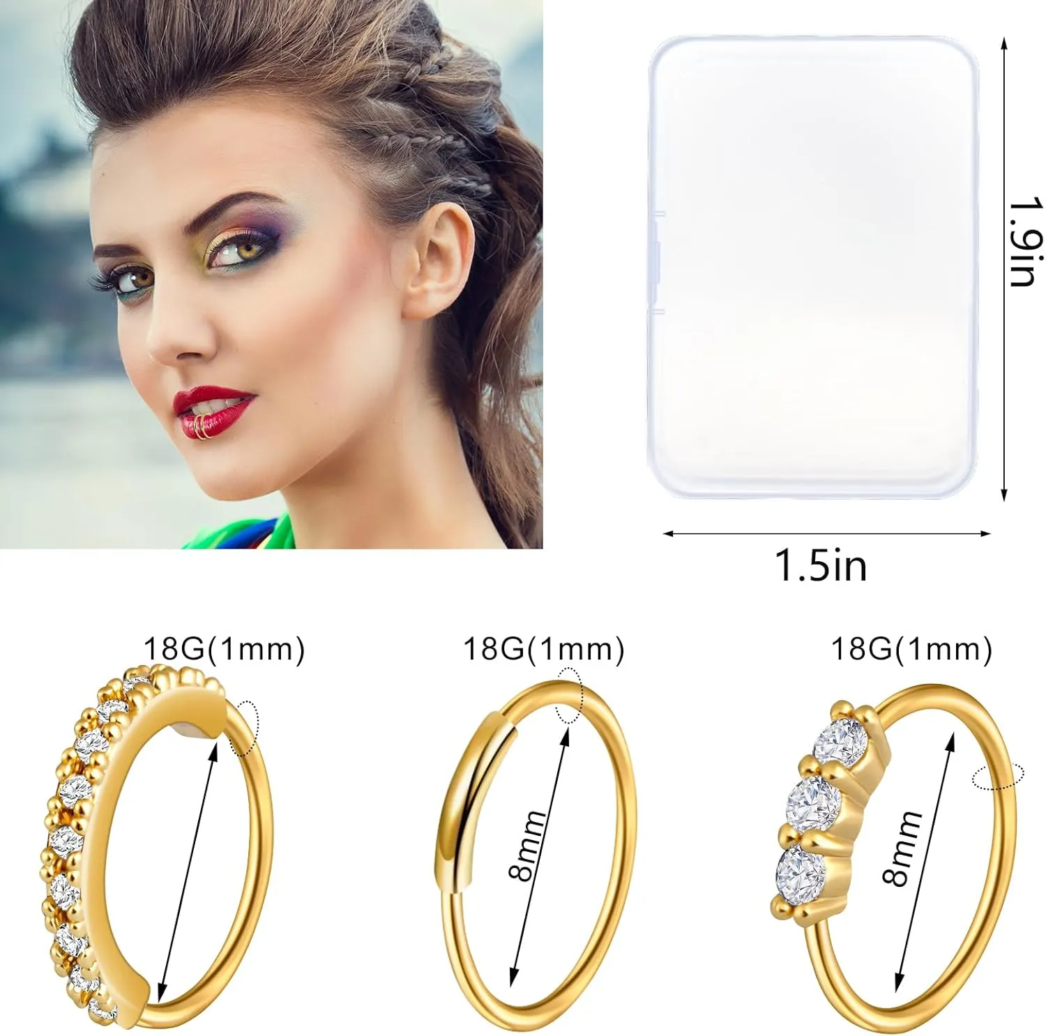 ONESING 23-40 Pcs Gold Nose Rings & Studs - 18G & 20G Nose Piercing Jewelry - L Shape, Hoop & Screw Body Jewelry for Women & Men
