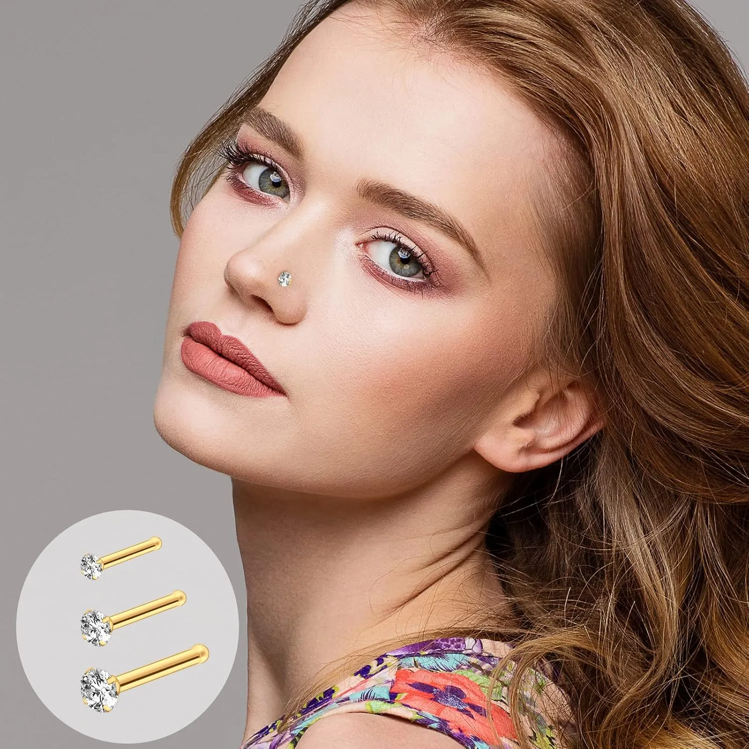ONESING 23-40 Pcs Gold Nose Rings & Studs - 18G & 20G Nose Piercing Jewelry - L Shape, Hoop & Screw Body Jewelry for Women & Men
