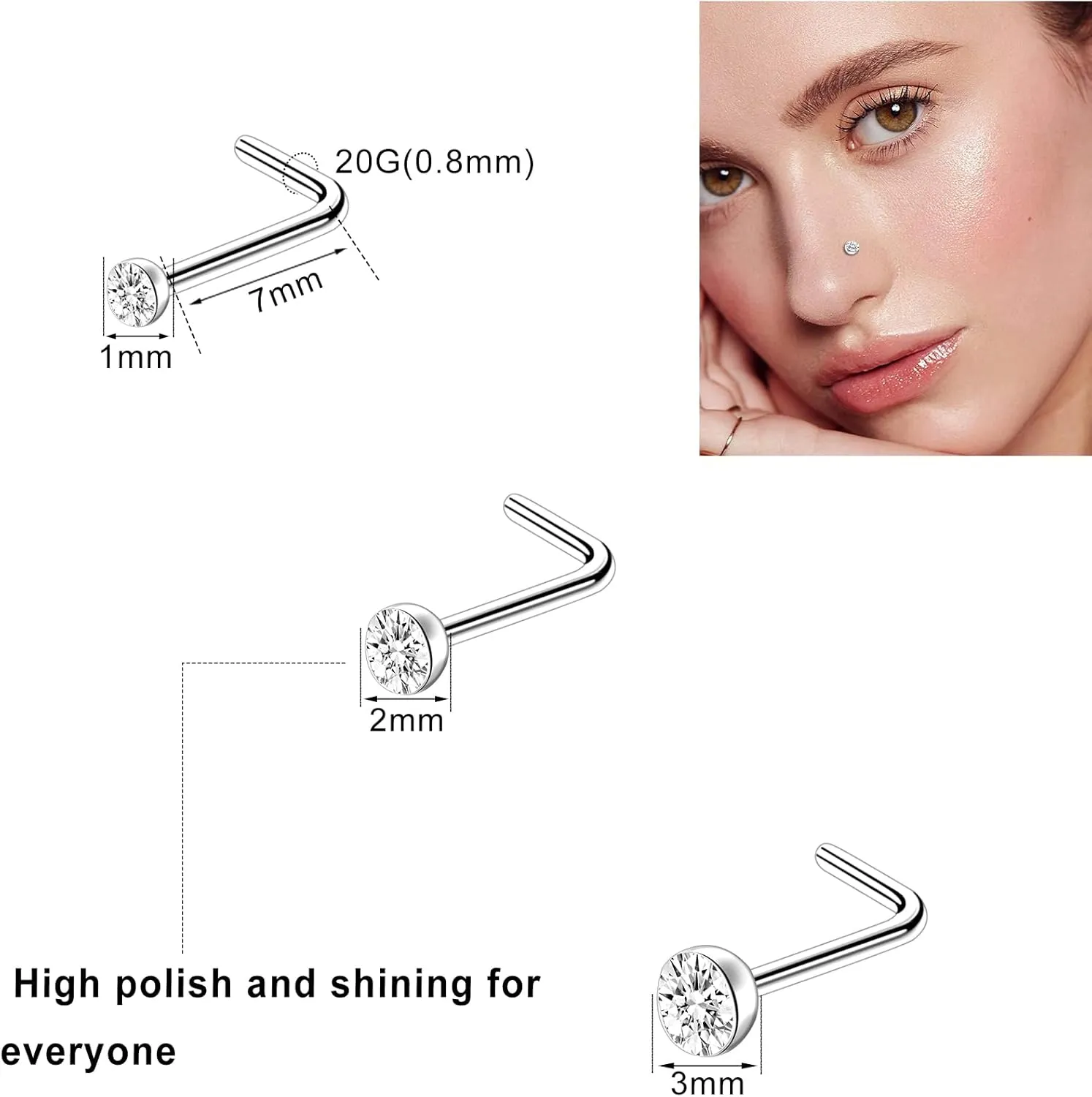 ONESING 23-40 Pcs Gold Nose Rings & Studs - 18G & 20G Nose Piercing Jewelry - L Shape, Hoop & Screw Body Jewelry for Women & Men