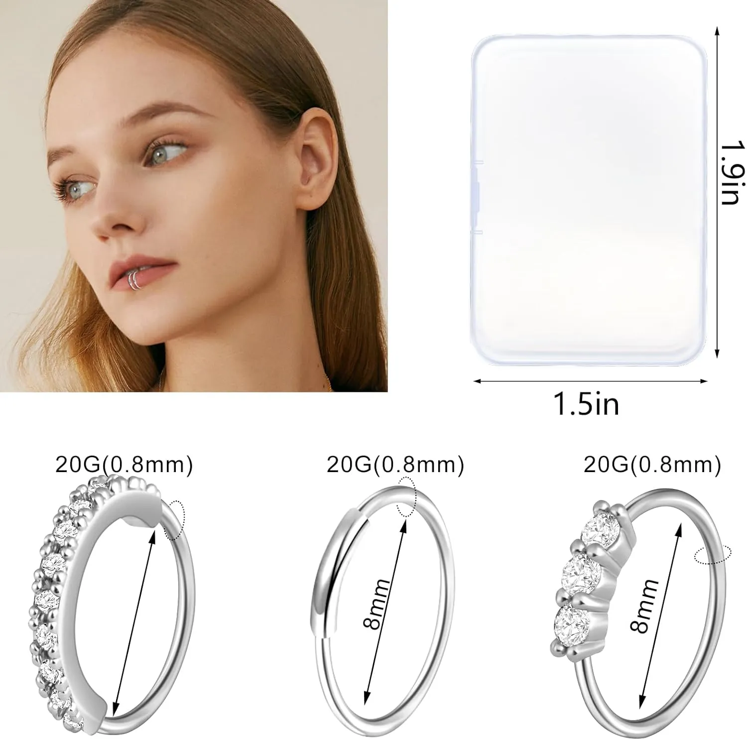 ONESING 23-40 Pcs Gold Nose Rings & Studs - 18G & 20G Nose Piercing Jewelry - L Shape, Hoop & Screw Body Jewelry for Women & Men
