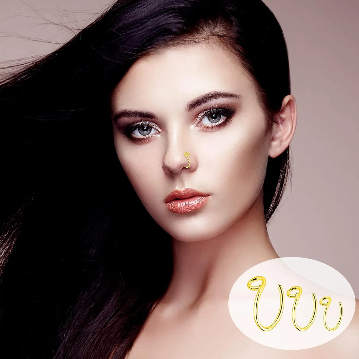 ONESING 23-40 Pcs Gold Nose Rings & Studs - 18G & 20G Nose Piercing Jewelry - L Shape, Hoop & Screw Body Jewelry for Women & Men