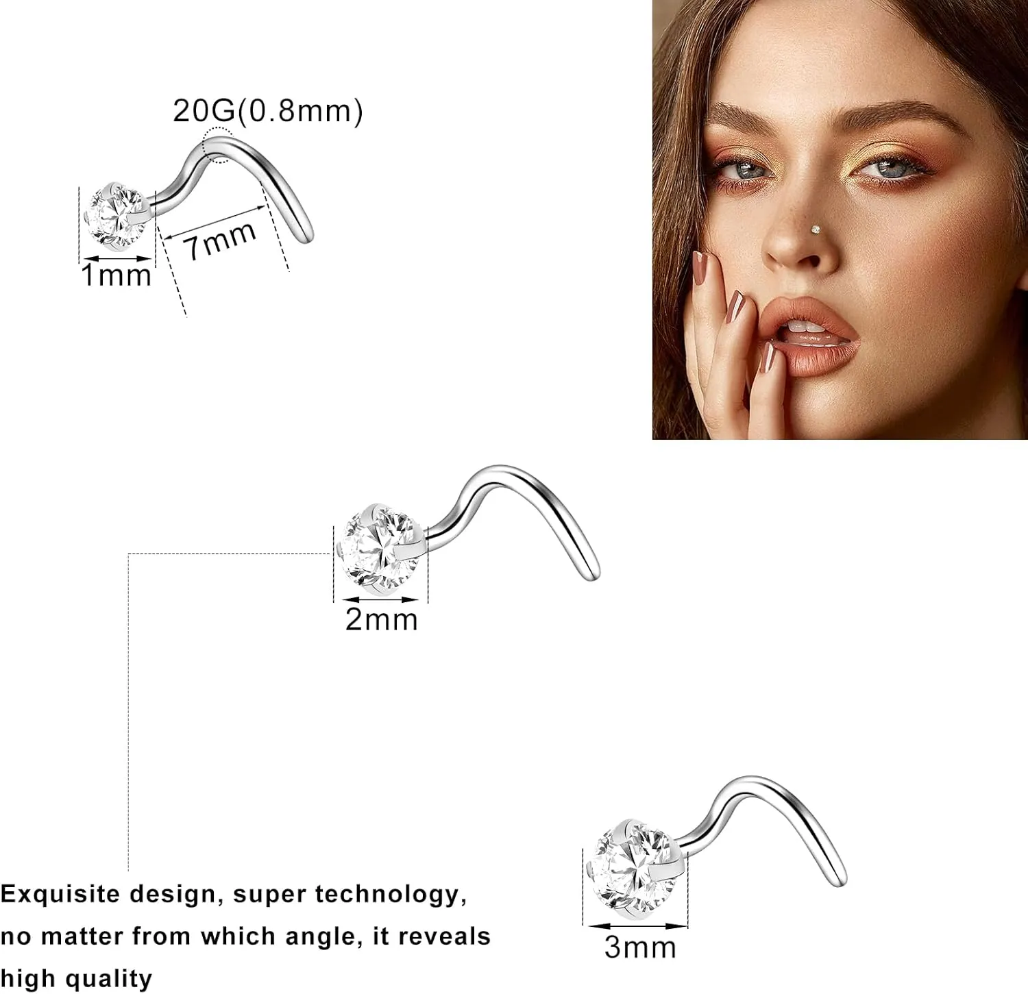 ONESING 23-40 Pcs Gold Nose Rings & Studs - 18G & 20G Nose Piercing Jewelry - L Shape, Hoop & Screw Body Jewelry for Women & Men