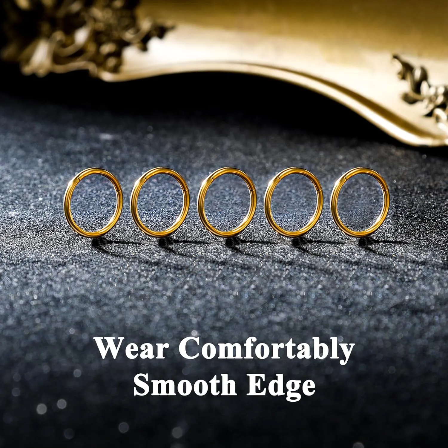 ONESING 5pcs Nose Rings Hoops 14G-20G Hinged CZ Conch Piercing Jewelry 316L Surgical Steel Septum & Lip Rings 6mm-14mm