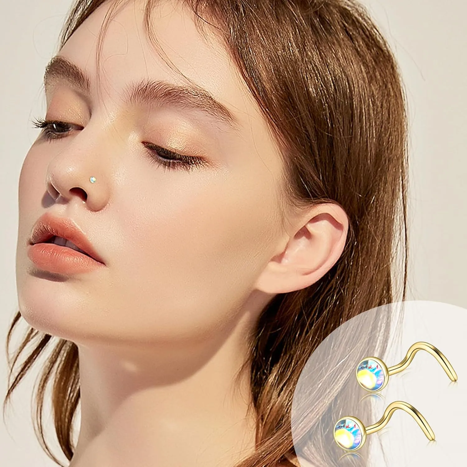 ONESING 9-40 Pcs Nose Rings - Hoops, Studs & L Shape - Hypoallergenic Stainless Steel Nose Piercings for Women & Men