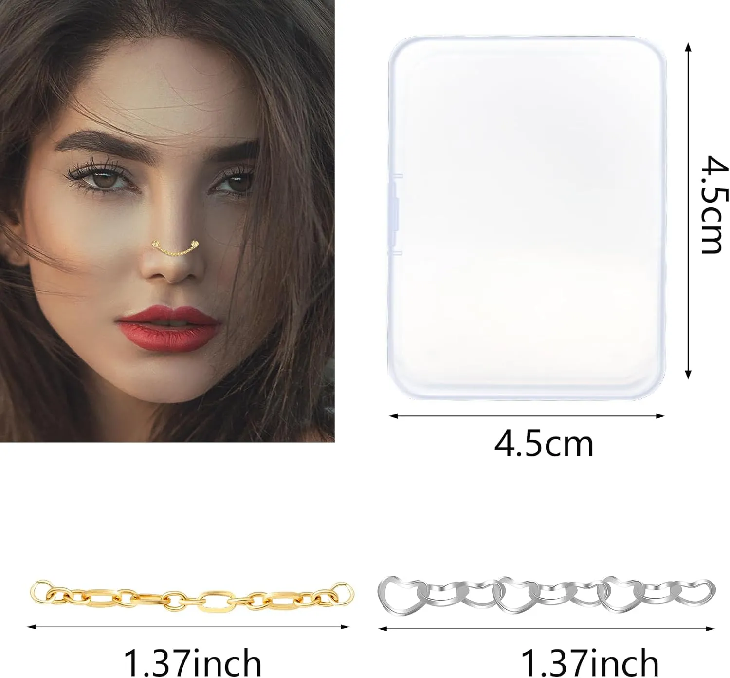 ONESING 9-40 Pcs Nose Rings - Hoops, Studs & L Shape - Hypoallergenic Stainless Steel Nose Piercings for Women & Men