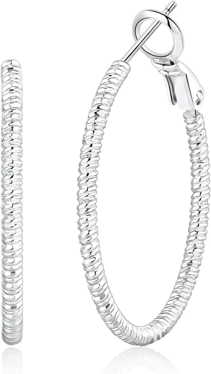 OOOPEL Gold Hoops Earrings for Women, 14k Real Gold Plated Big Earring Hoops Lightweight Earrings Hypoallergenic Large Sterling Silver Hoop Earring for Women 30MM 40MM 50MM 60MM
