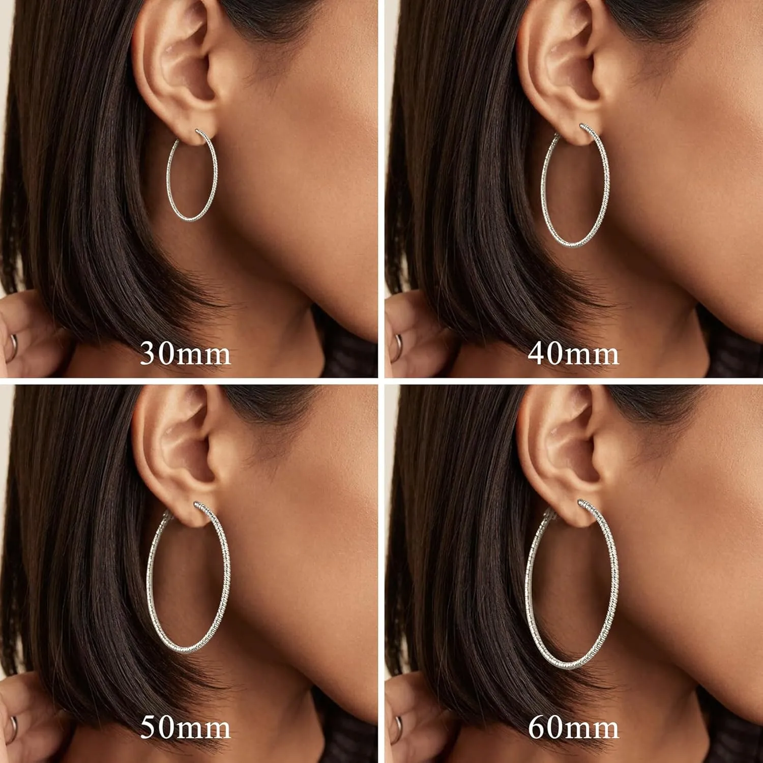 OOOPEL Gold Hoops Earrings for Women, 14k Real Gold Plated Big Earring Hoops Lightweight Earrings Hypoallergenic Large Sterling Silver Hoop Earring for Women 30MM 40MM 50MM 60MM