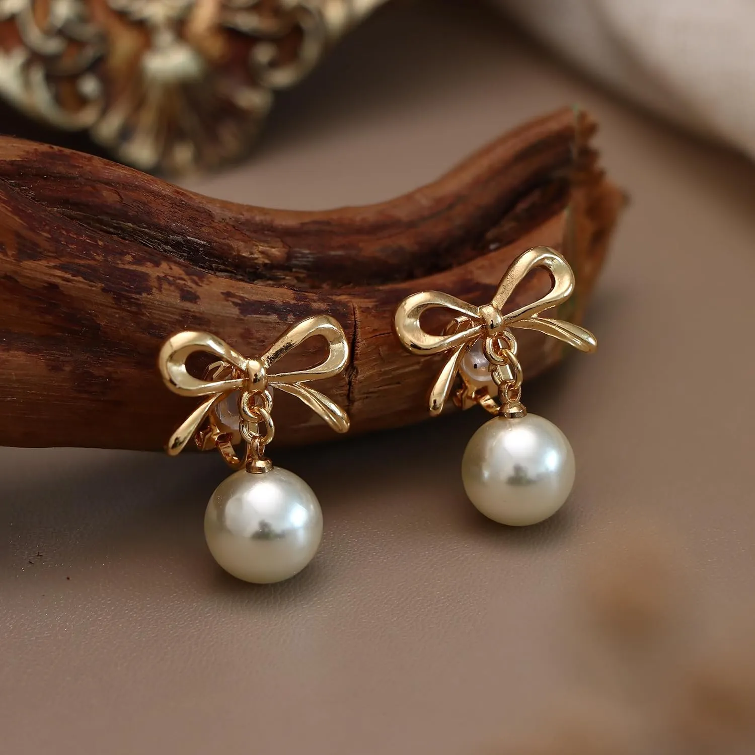 ORAZIO Clip On Earrings,Pearl Clip on Earrings for Women Long Pearl Drop Dangle Earrings,Lightweight Bow Heart CZ Clip On Hoop Earrings - Statement Fake Earrings Ear Clips Jewelry for Wedding Bridal