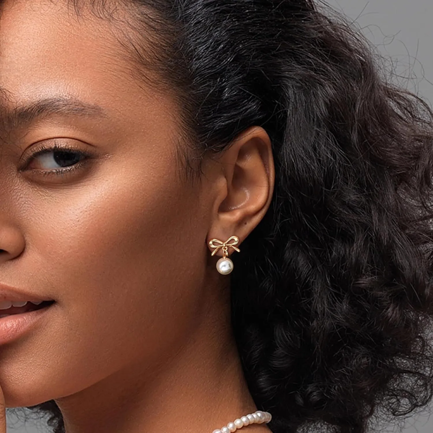 ORAZIO Clip On Earrings,Pearl Clip on Earrings for Women Long Pearl Drop Dangle Earrings,Lightweight Bow Heart CZ Clip On Hoop Earrings - Statement Fake Earrings Ear Clips Jewelry for Wedding Bridal