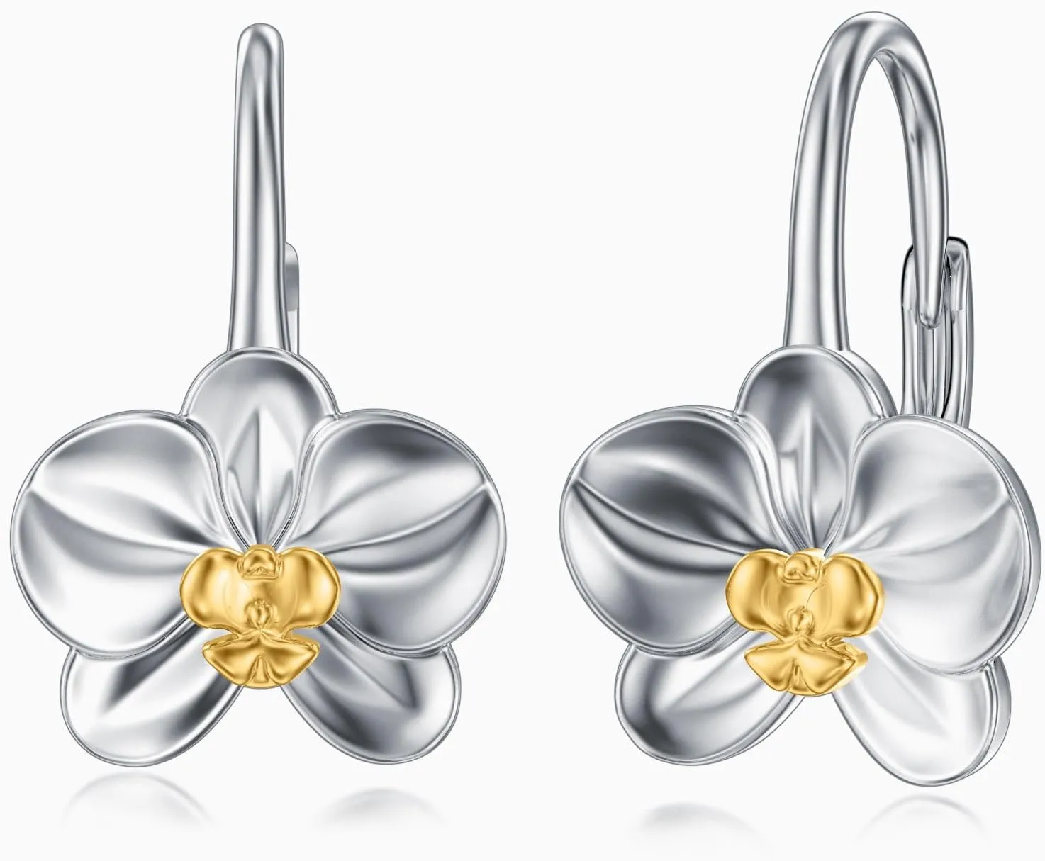 Orchid Earrings Sterling Silver Orchid Drop Dangle Earrings Flower Earrings Orchid Jewelry For Women