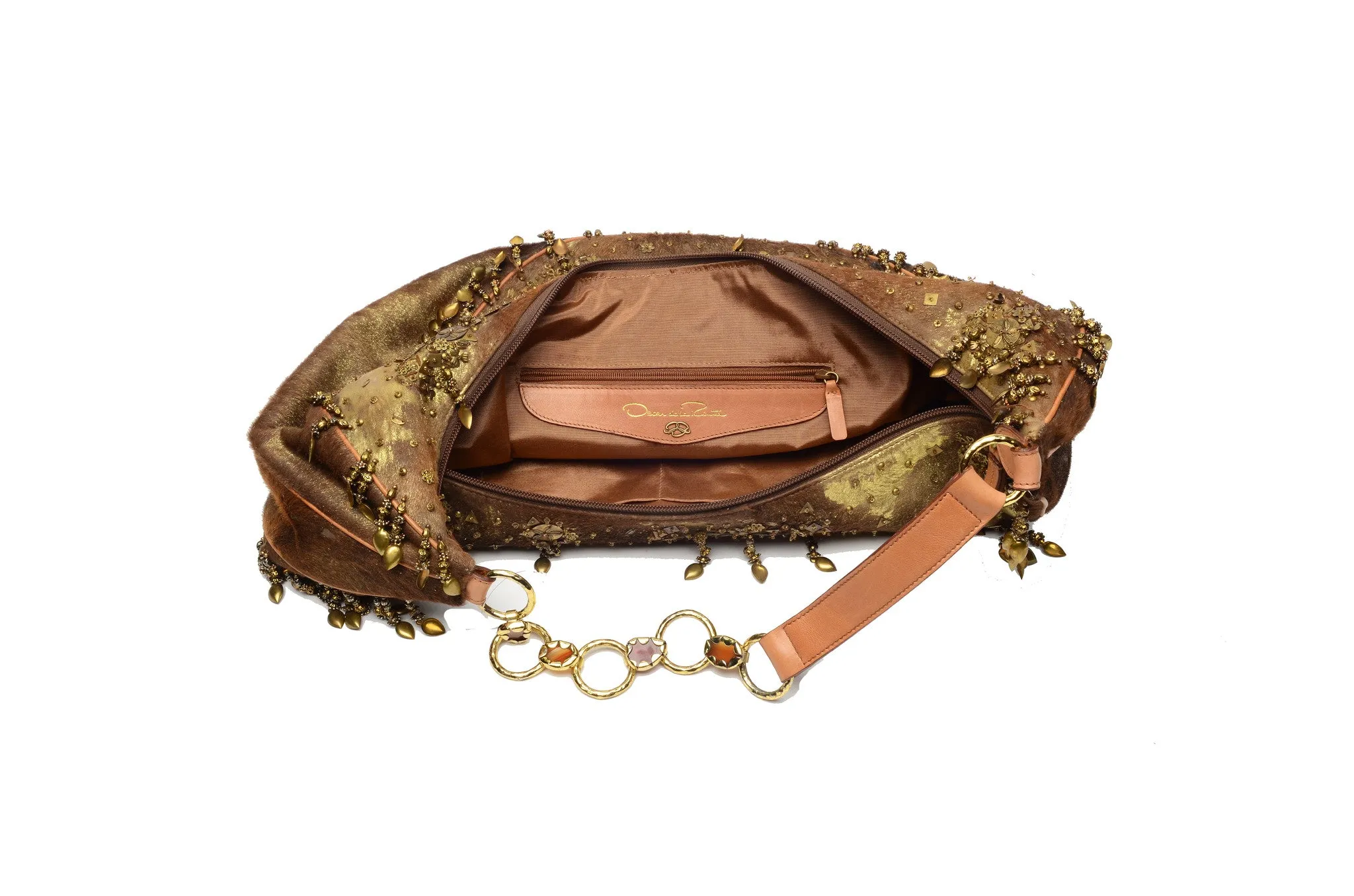 Original Oscar De La Renta - Pony Bronze Beaded Bag - One Size