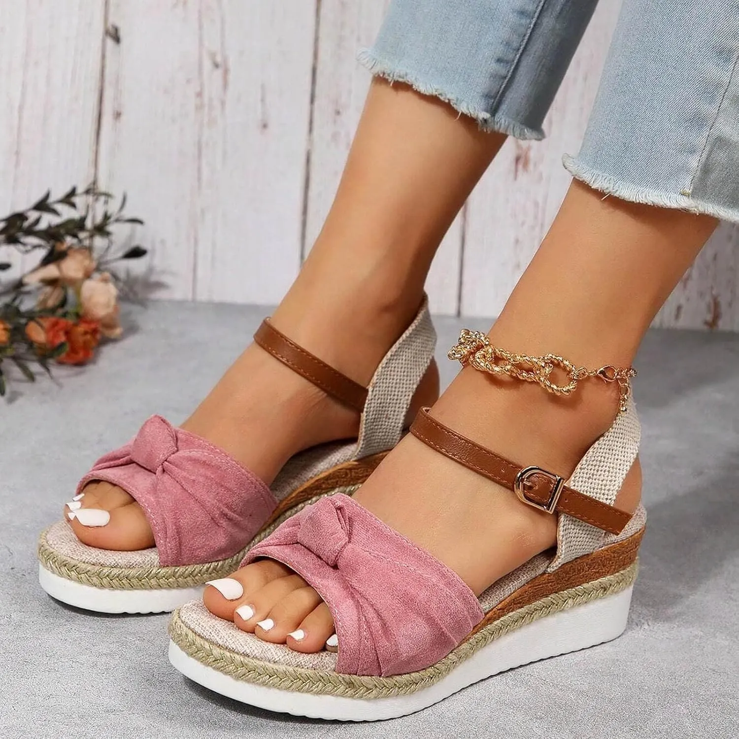 Orthopedic Platform Wedge Sandals for Women Summer Dressy 2025,Wedges Heels Walking Arch Support Open Toe Ankle Strap Casual Slip on Comfortable