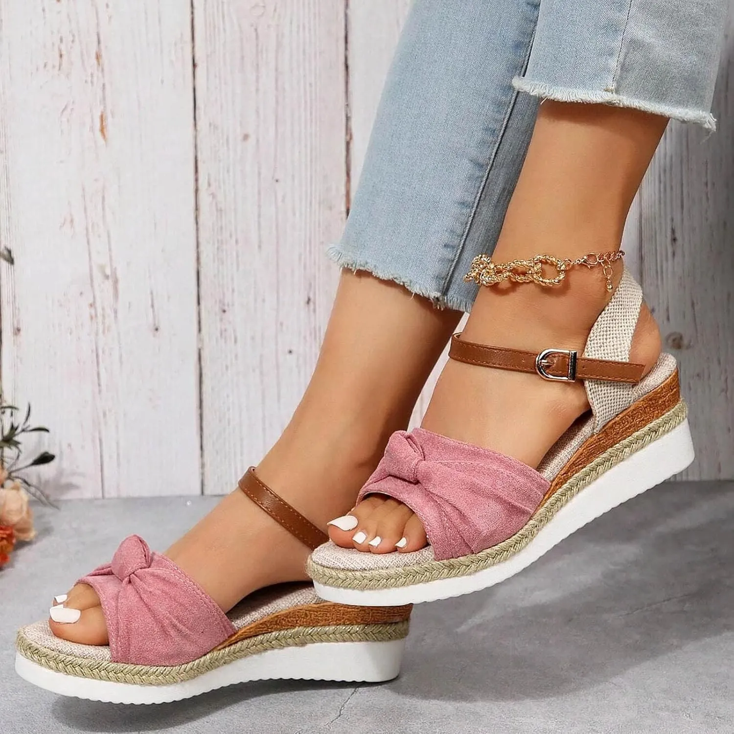 Orthopedic Platform Wedge Sandals for Women Summer Dressy 2025,Wedges Heels Walking Arch Support Open Toe Ankle Strap Casual Slip on Comfortable