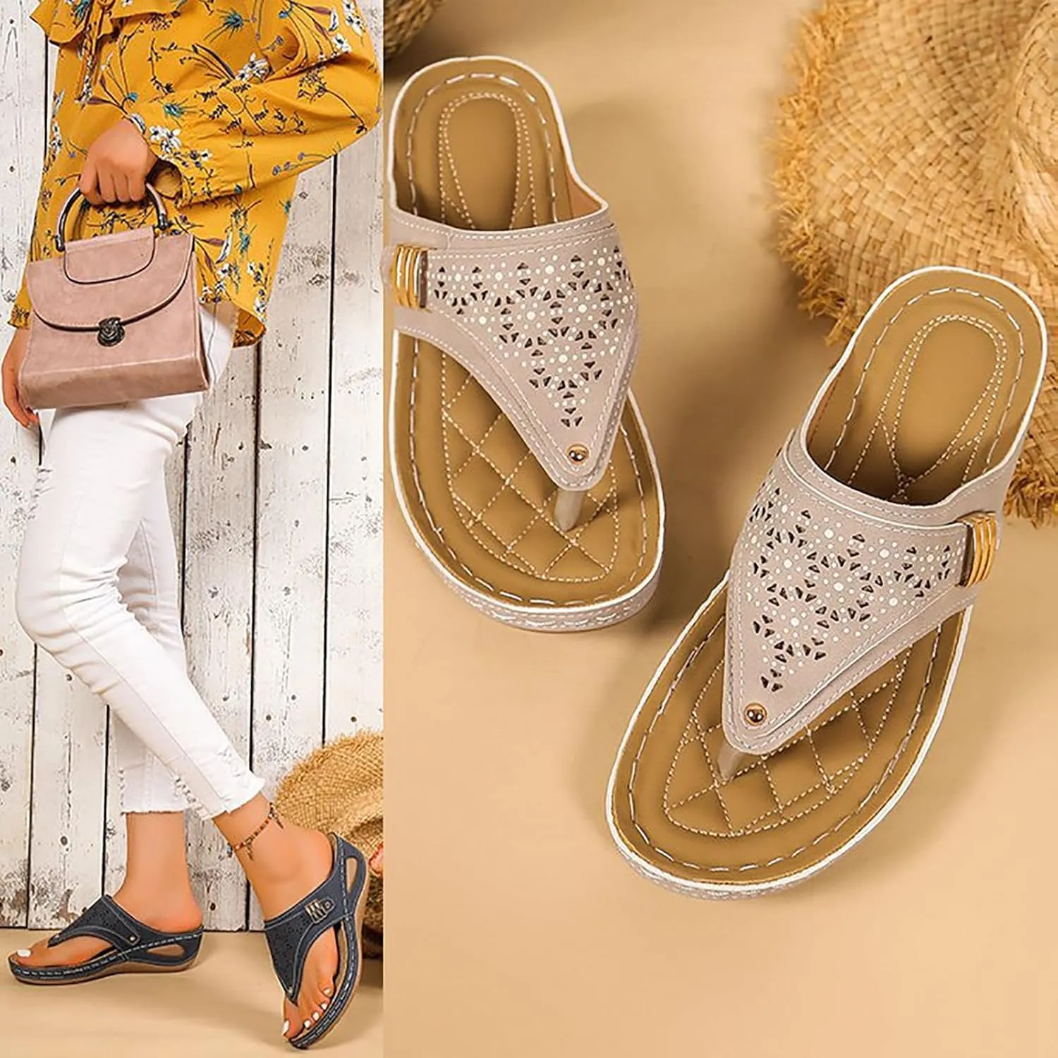 Orthopedic Sandals for Women 2025,Arch Support Wedge Flip Flops Summer Dressy Comfortable Casual Beach Slippers