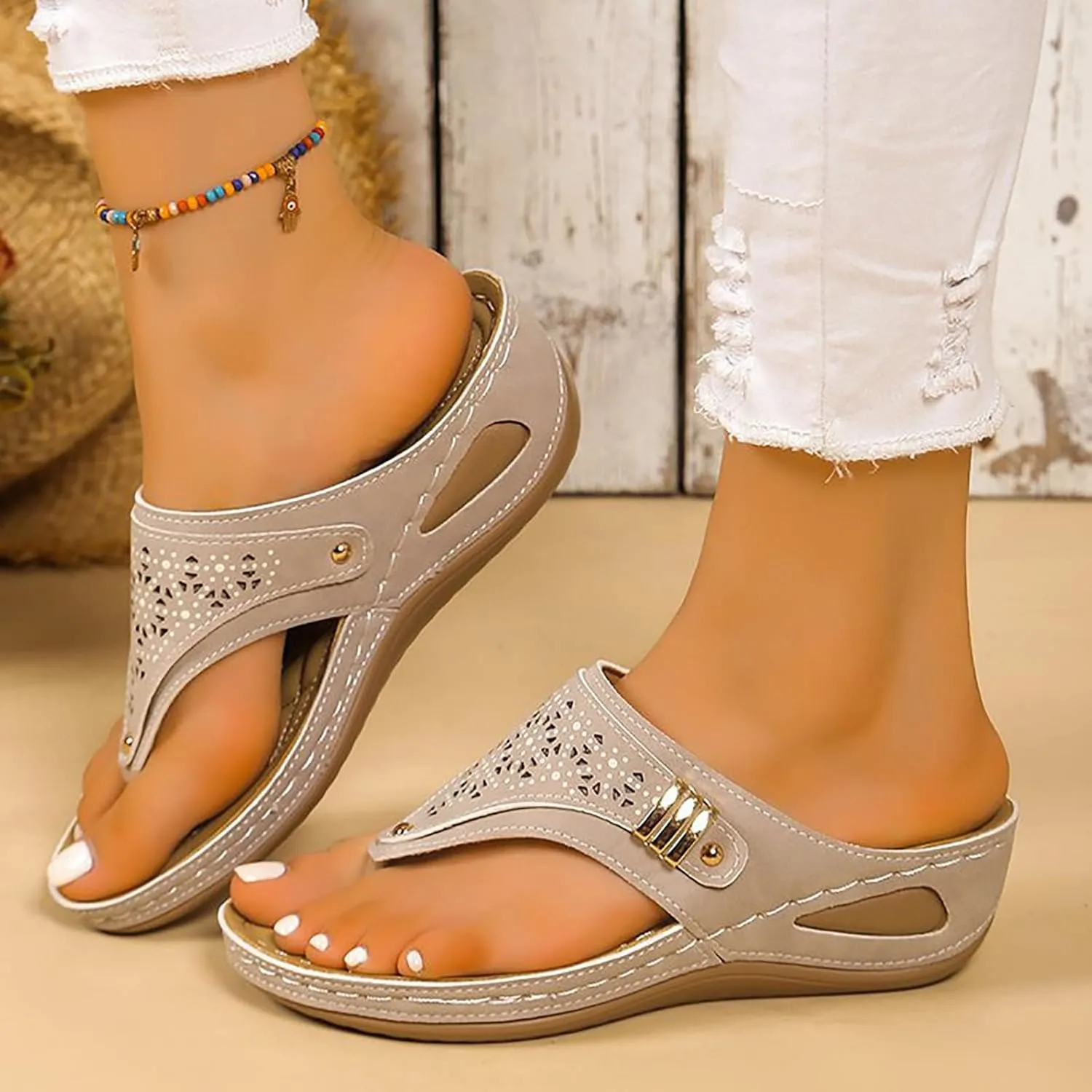 Orthopedic Sandals for Women 2025,Arch Support Wedge Flip Flops Summer Dressy Comfortable Casual Beach Slippers