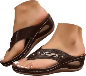 Orthopedic Sandals for Women Arch Support, Women Dressy Summer Comfortable Wedges Breathable Mesh Sports Sandals Slip On Walking Sandal with Arch Support 2025 Flip Flops