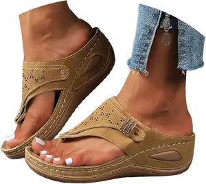 Orthopedic Wedge Sandals for Women, Women Dressy Summer Comfortable Sandals Arch Support 2025 Slip On Flip Flops Sandal Beach Vacation Slippers
