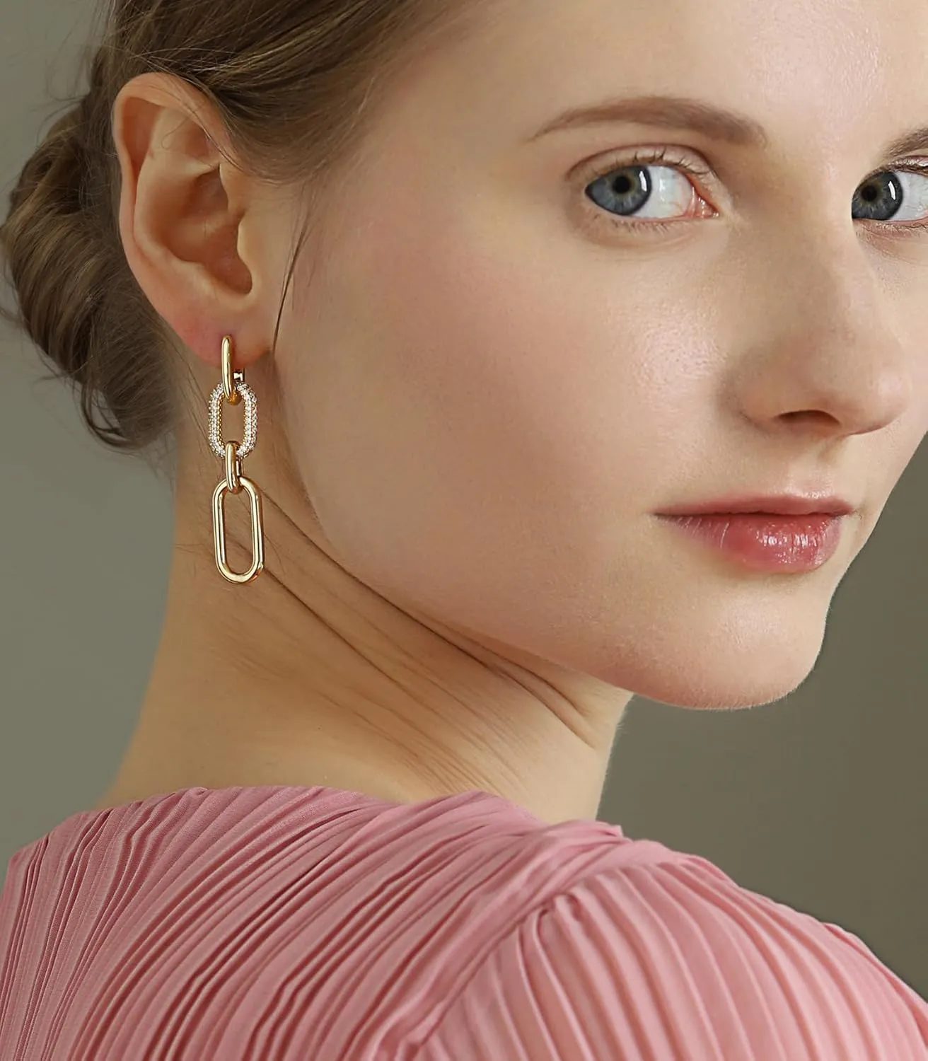 OZEL 14K Gold & Silver Plated Paperclip Chain Earrings with Cubic Zirconia  Dangle, Hoop, Huggie, Stud Styles  Womens Fashion Jewelry Gift