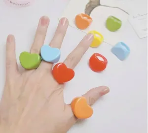 Pastel Pop Glossy Glaze Rings  Mixed Acrylic Styles for Women, Dainty & Chunky Aesthetic Ring for Everyday Looks, Party Favors & Friendship Gifts