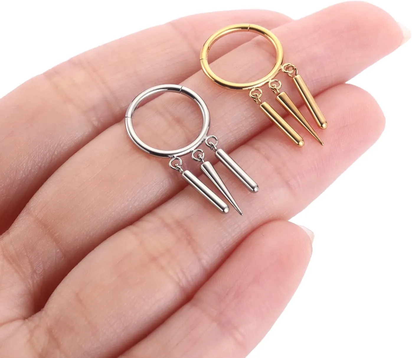 PEAKLINK Dangle Nose Ring Septum Piercing Jewelry 16G Septum Rings Surgical Steel Seamless Clicker Ring Dangly Nose Hoop Ring Daith Earrings Helix Rook Tragus Conch Jewelry Conch Earring
