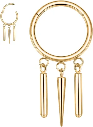PEAKLINK Dangle Nose Ring Septum Piercing Jewelry 16G Septum Rings Surgical Steel Seamless Clicker Ring Dangly Nose Hoop Ring Daith Earrings Helix Rook Tragus Conch Jewelry Conch Earring
