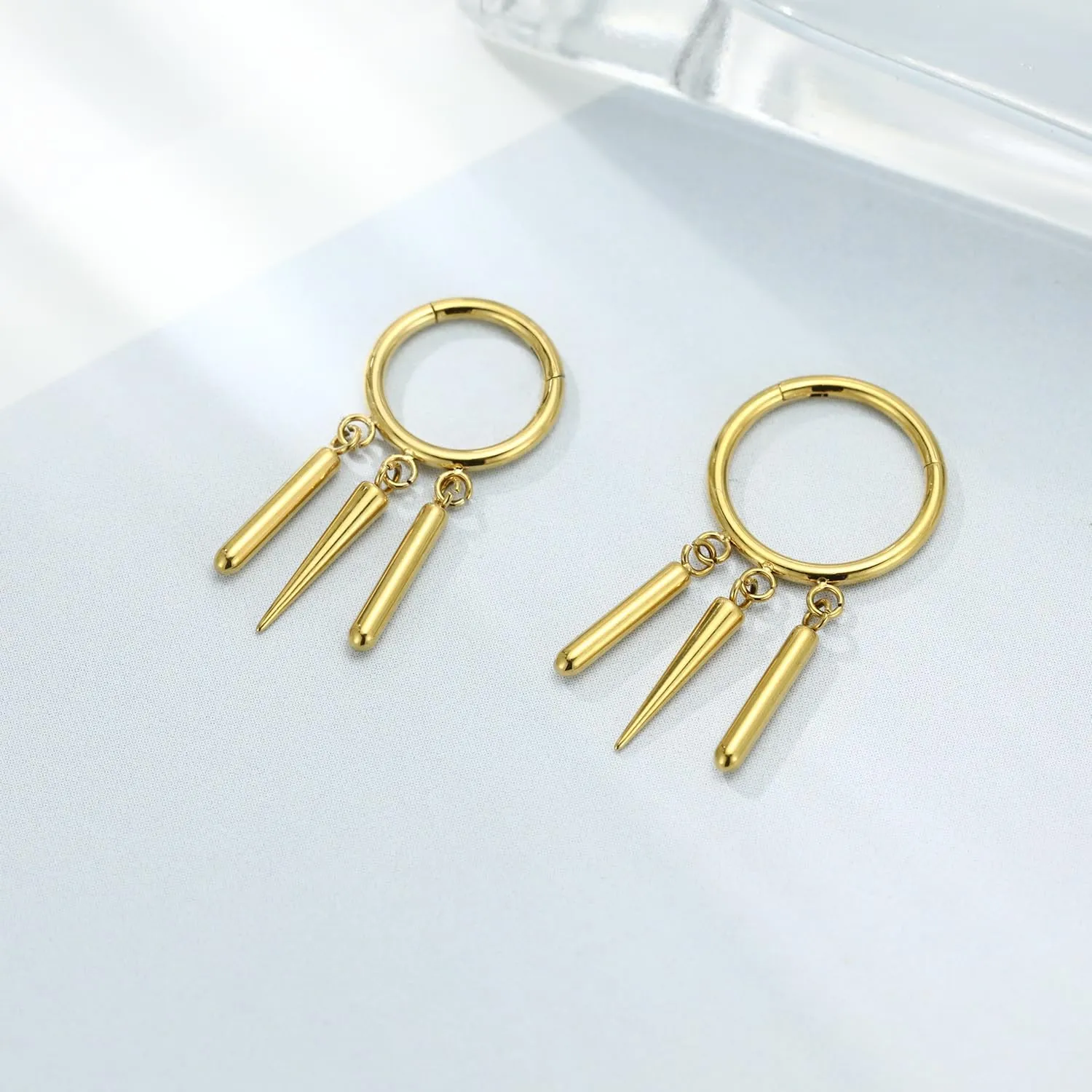 PEAKLINK Dangle Nose Ring Septum Piercing Jewelry 16G Septum Rings Surgical Steel Seamless Clicker Ring Dangly Nose Hoop Ring Daith Earrings Helix Rook Tragus Conch Jewelry Conch Earring
