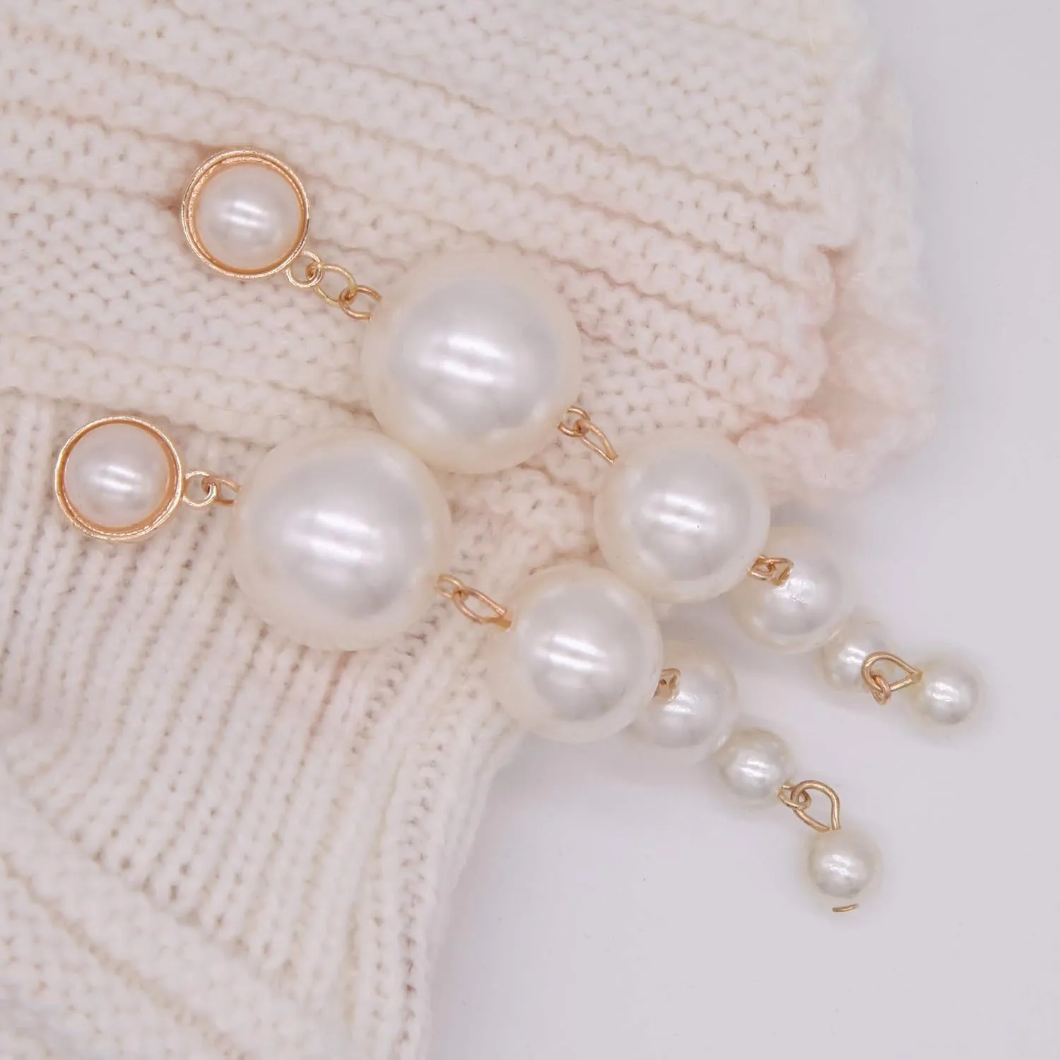 Pearl Earrings for Women - Sparkle Rhinestone Drop Tassel Dangle Earrings - Dainty Freshwater Pearl Bridal Wedding Birthday Christmas Jewelry