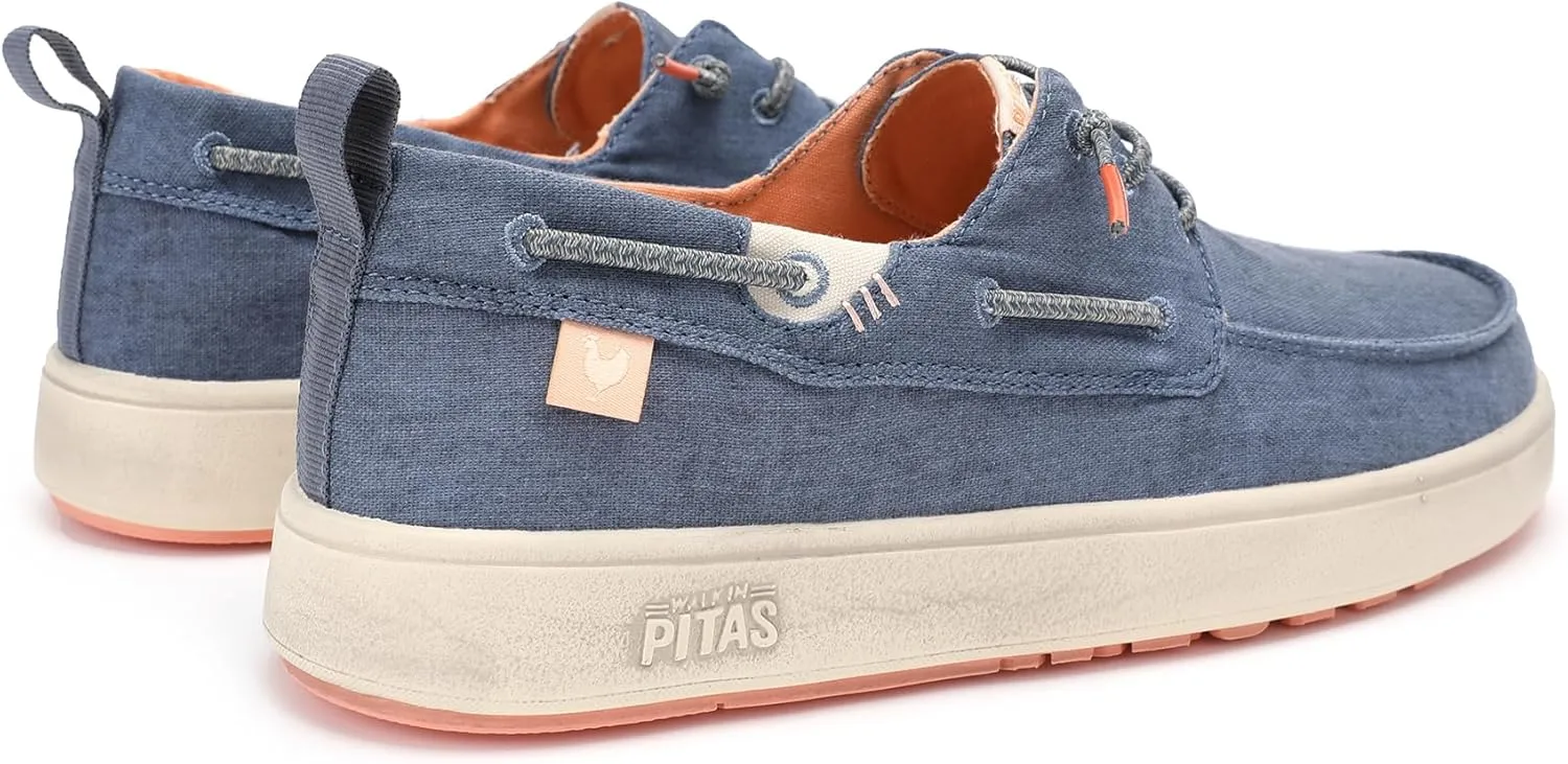 PITAS Maui Flax Slip-On Shoes for Men | Casual Summer Mens Moccasin | Everyday Wear Loafers | Blue