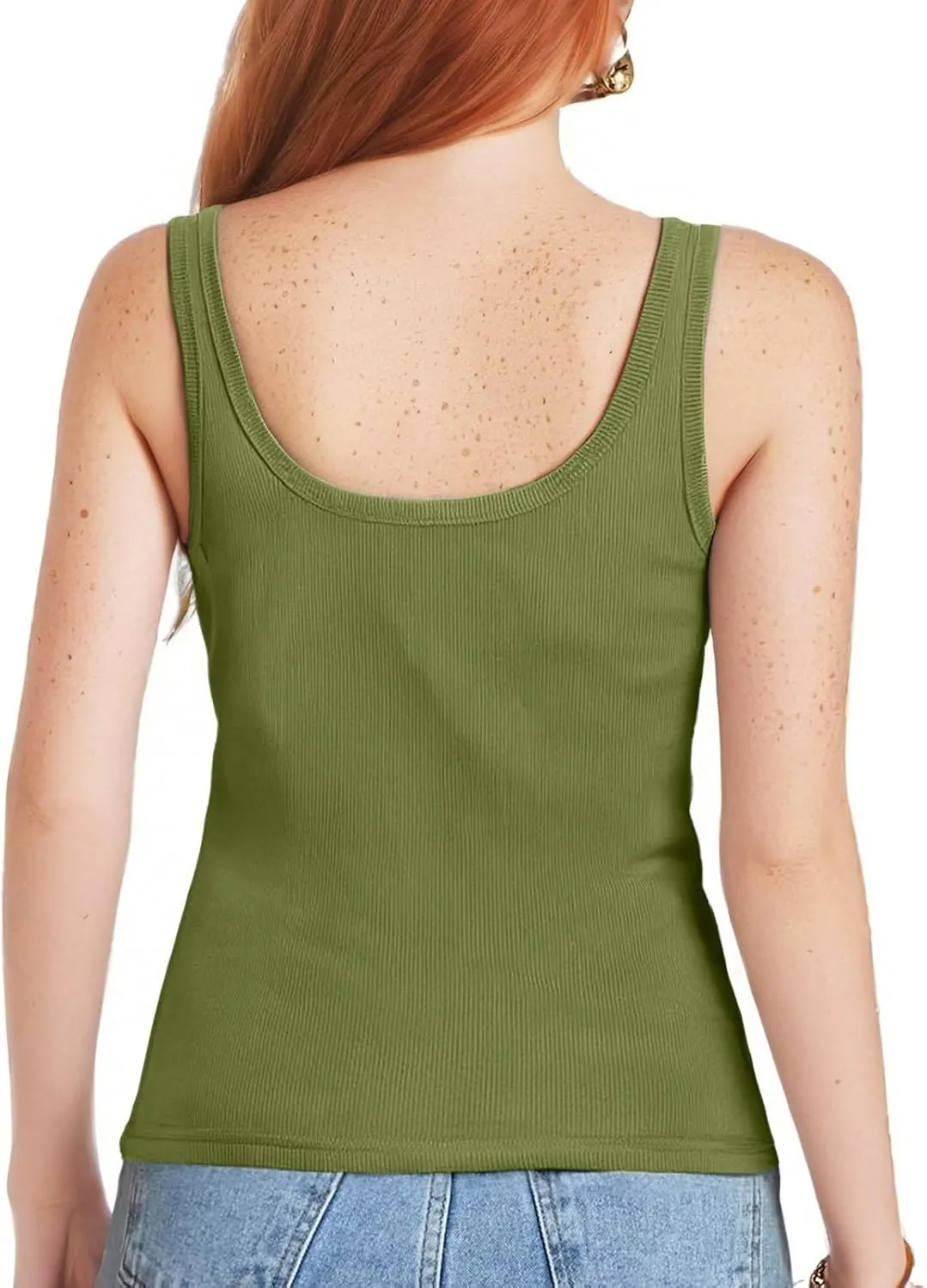 Plus Size Tank Top for Women Casual Summer Slim Fit Scoop Neck Tops 2025 Athletic Workout Plain Sleeveless Shirt