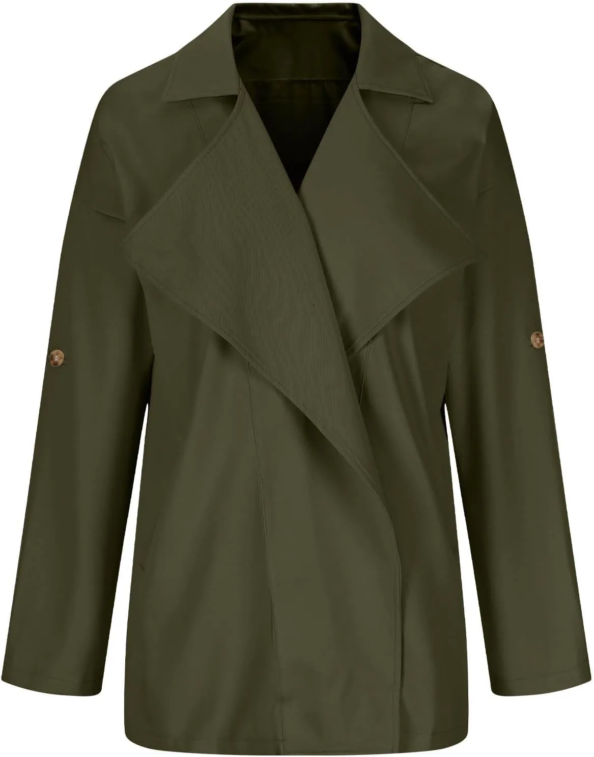 Puffer Jacket Womens Plus Size Button Thin Winter Coat Casual Cardigan Long Sleeve Trench Jackets with Pockets