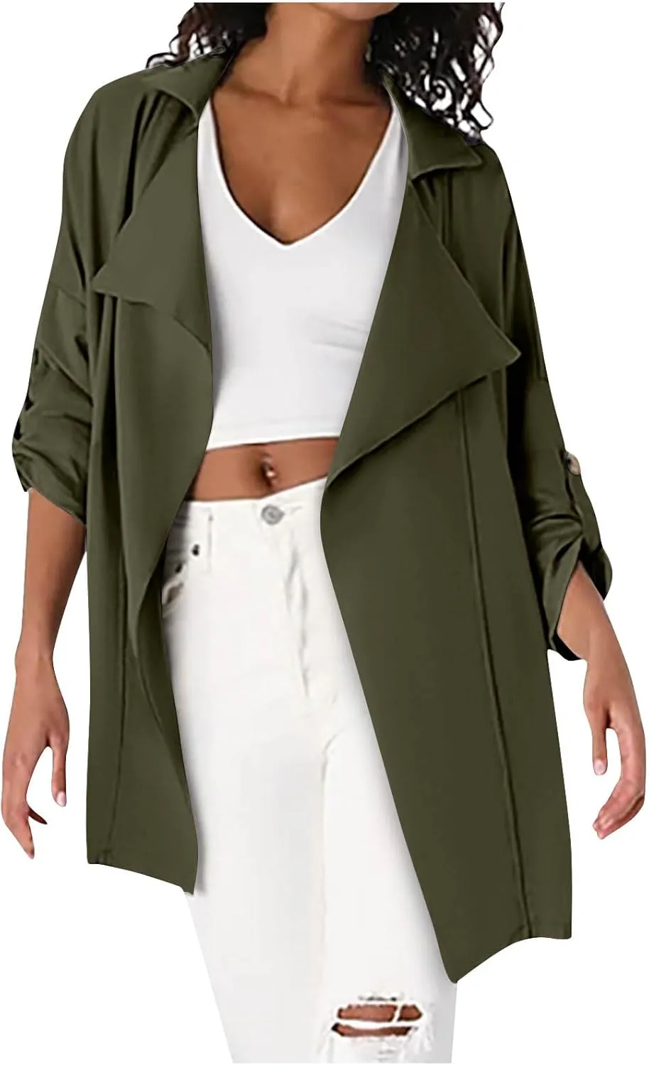 Puffer Jacket Womens Plus Size Button Thin Winter Coat Casual Cardigan Long Sleeve Trench Jackets with Pockets