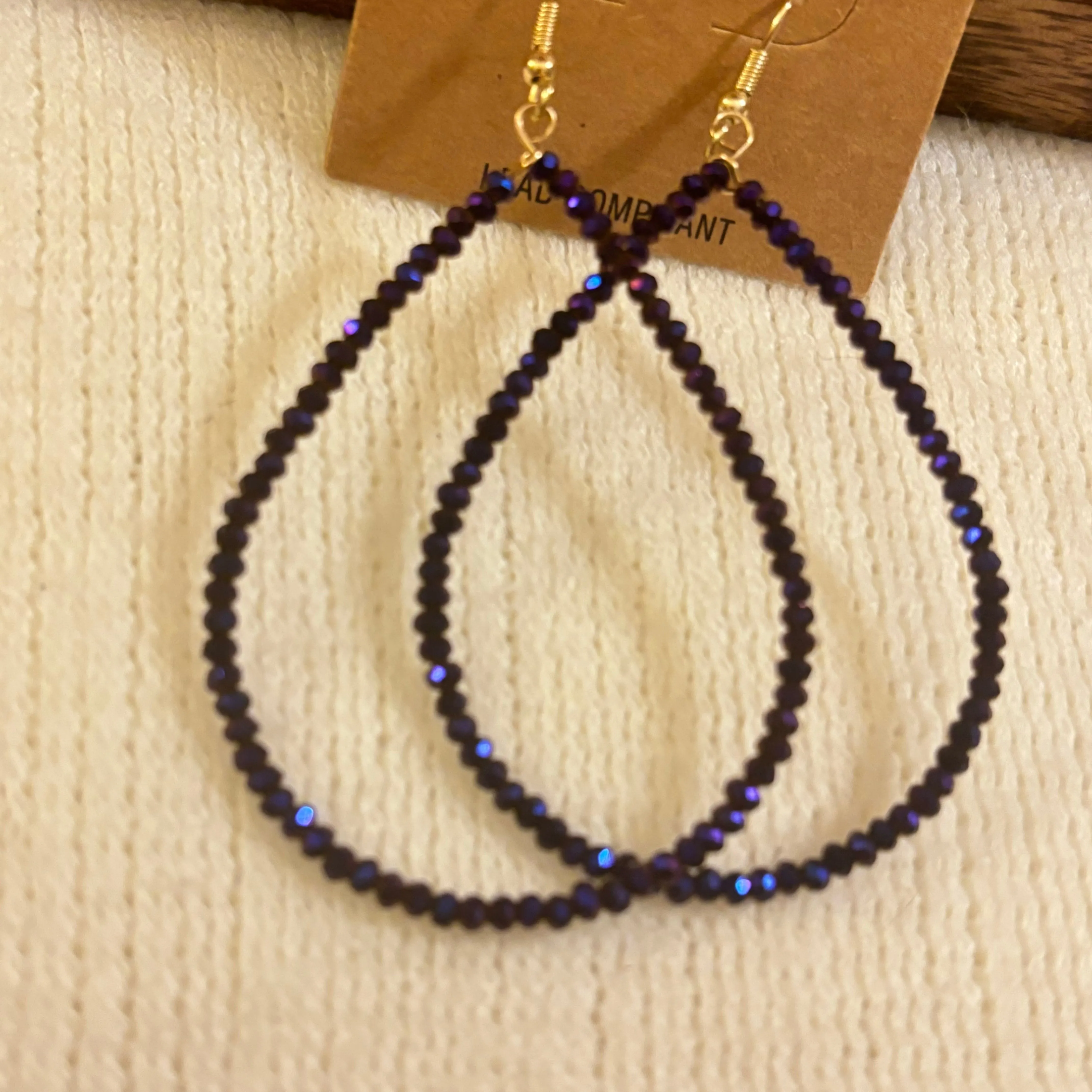 Purple Beaded Dangle Earrings