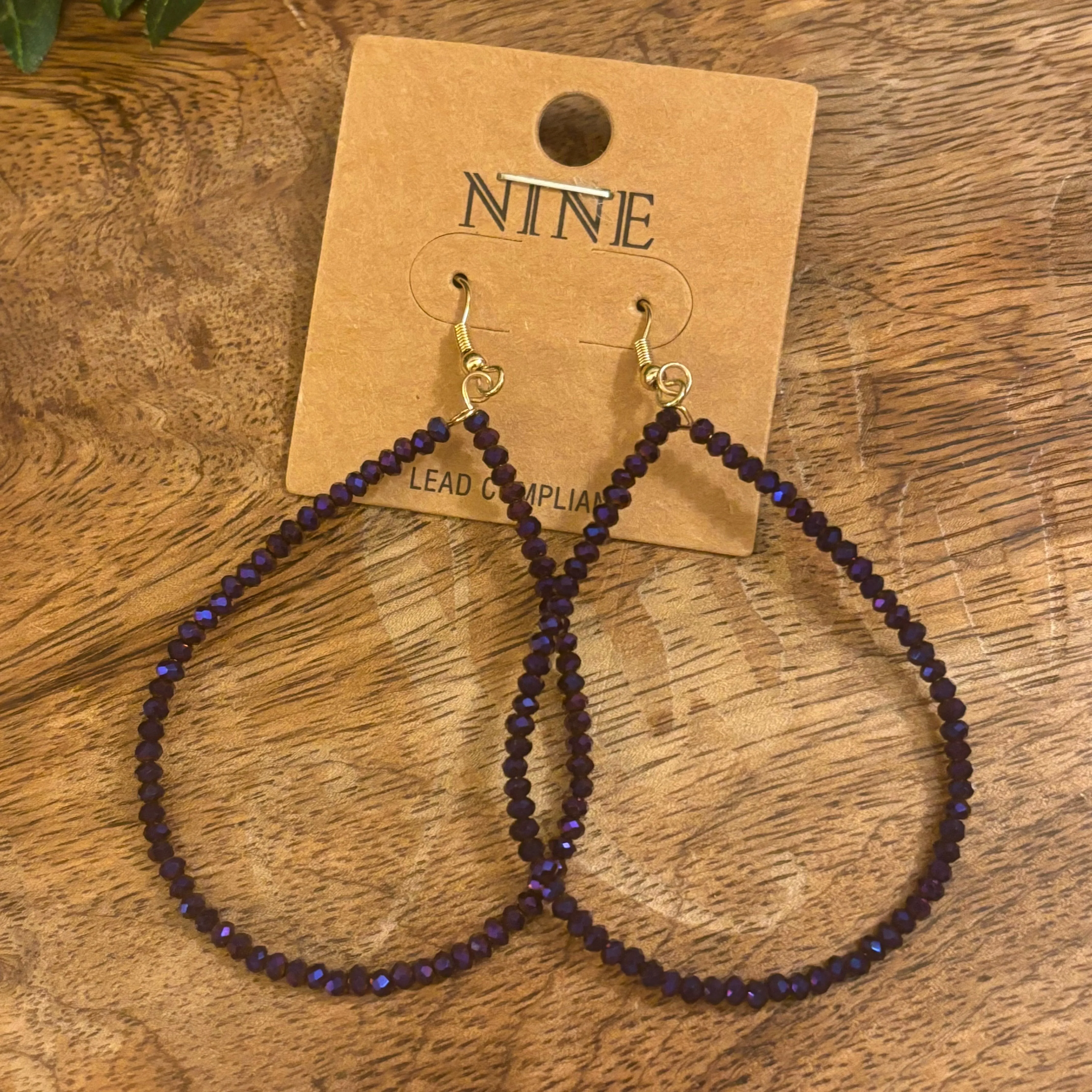 Purple Beaded Dangle Earrings