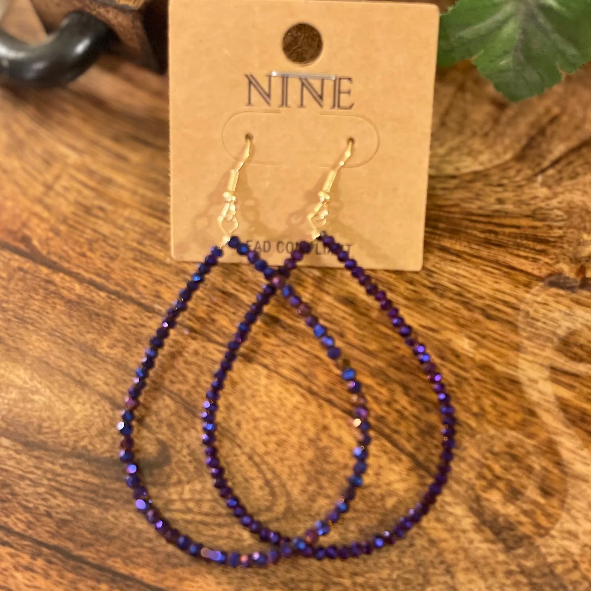 Purple Beaded Dangle Earrings