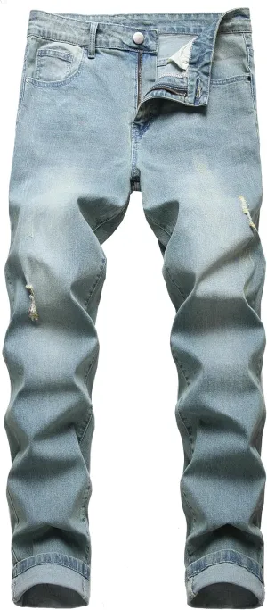 RANMCC Men's Stretch Skinny Ripped Jeans, Fashionable Slim Fit Stacked Jeans Pants for Men