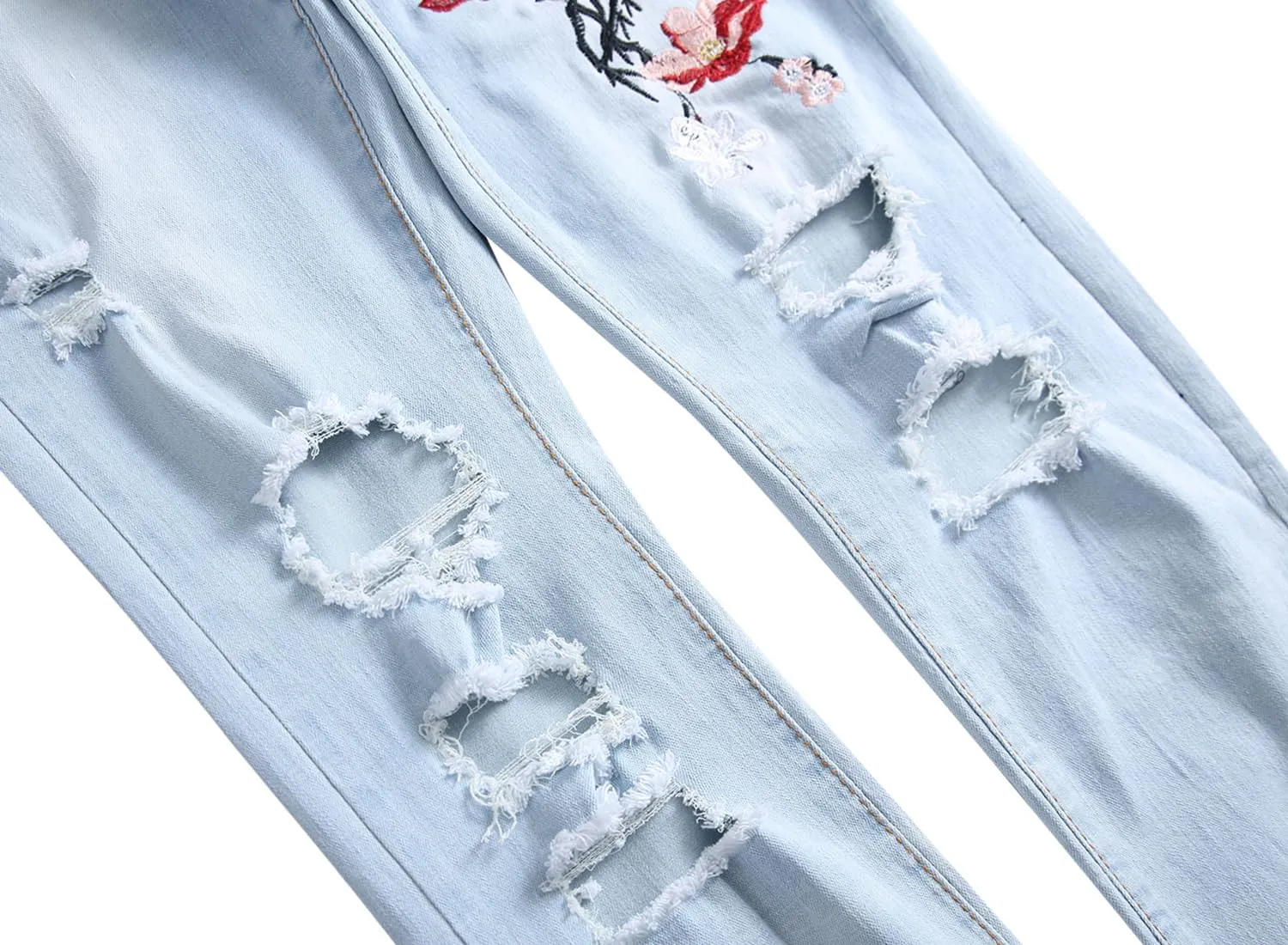 RANMCC Men's Stretch Skinny Ripped Jeans, Fashionable Slim Fit Stacked Jeans Pants for Men
