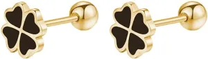 Reffeer Solid 925 Sterling Silver Leaf Clover Earrings Studs for Women Teens Small Spring Leaf Stud Earrings Screw Back