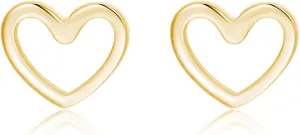 Reffeer Solid 925 Sterling Silver Open Heart Earrings Stud for Women Teens Cute Heart Stud Earrings Hypoallergenic