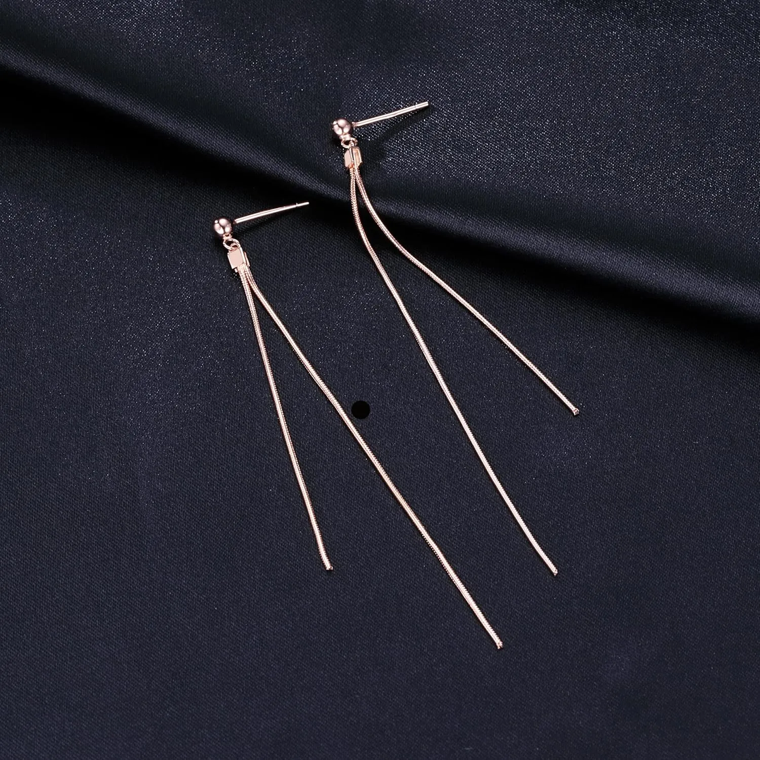 Reffeer Solid 925 Sterling Silver Tassel Chain Dangle Earrings for Women Teens Long Dangle Drop Earrings Minimalist