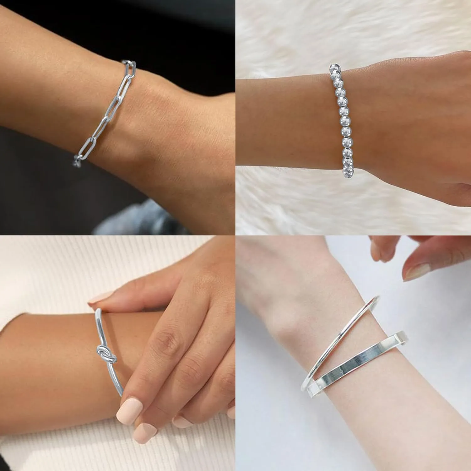 Reoxvo 14K Gold Plated Bangle Cuff Bracelets for Women Non Tarnish Gold Bracelet Stack Jewelry Set for Women Trendy