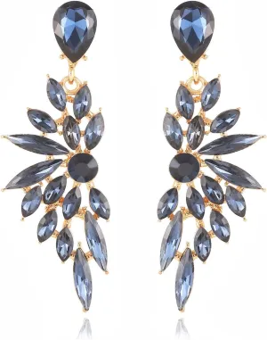 Rhinestone Statement Earrings Cluster Crystal Drop Dangle Earrings Teardrop Chandelier Earring Dangling Prom Wedding Bridal Earrings for Women