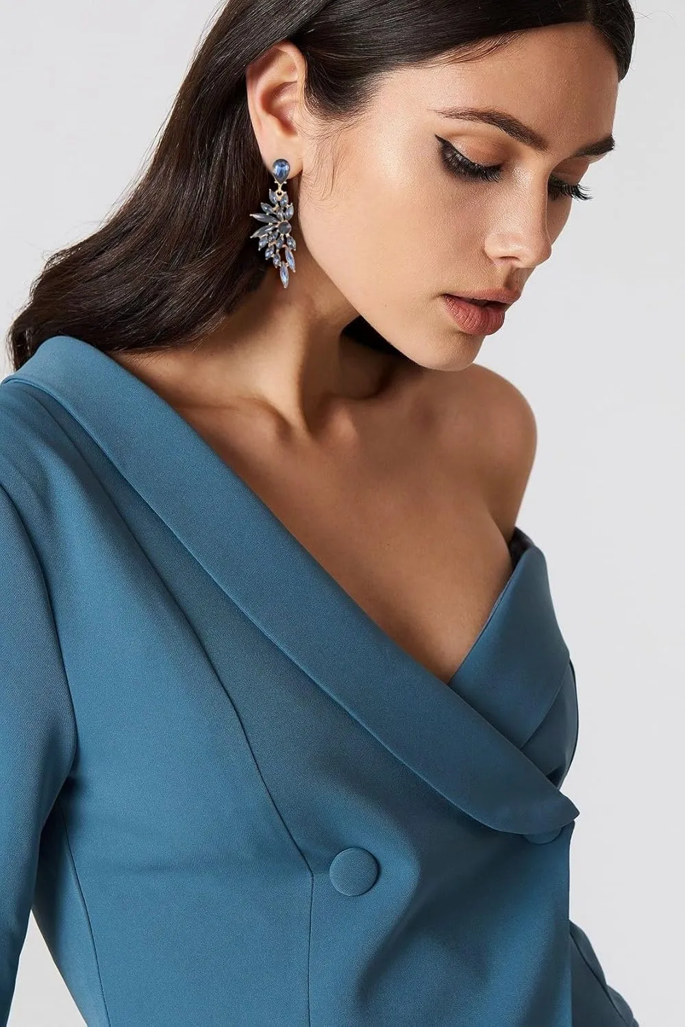 Rhinestone Statement Earrings Cluster Crystal Drop Dangle Earrings Teardrop Chandelier Earring Dangling Prom Wedding Bridal Earrings for Women