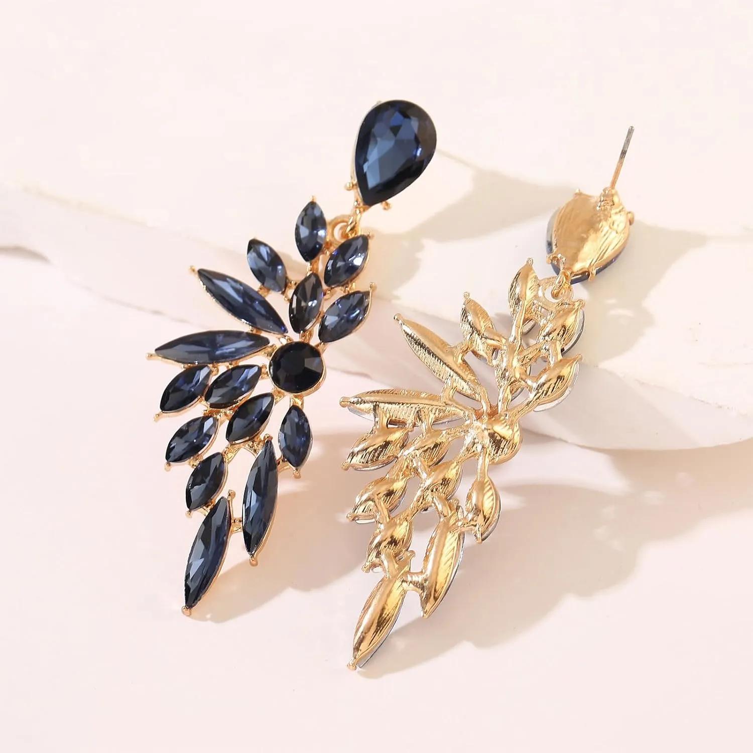 Rhinestone Statement Earrings Cluster Crystal Drop Dangle Earrings Teardrop Chandelier Earring Dangling Prom Wedding Bridal Earrings for Women