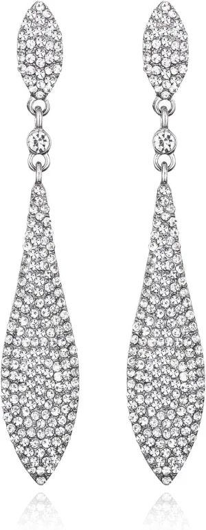 Rhinestone Statement Earrings Double Waterdrop Earrings Cluster Crystal Drop Dangle Earrings Prom Party Wedding Earrings for Women