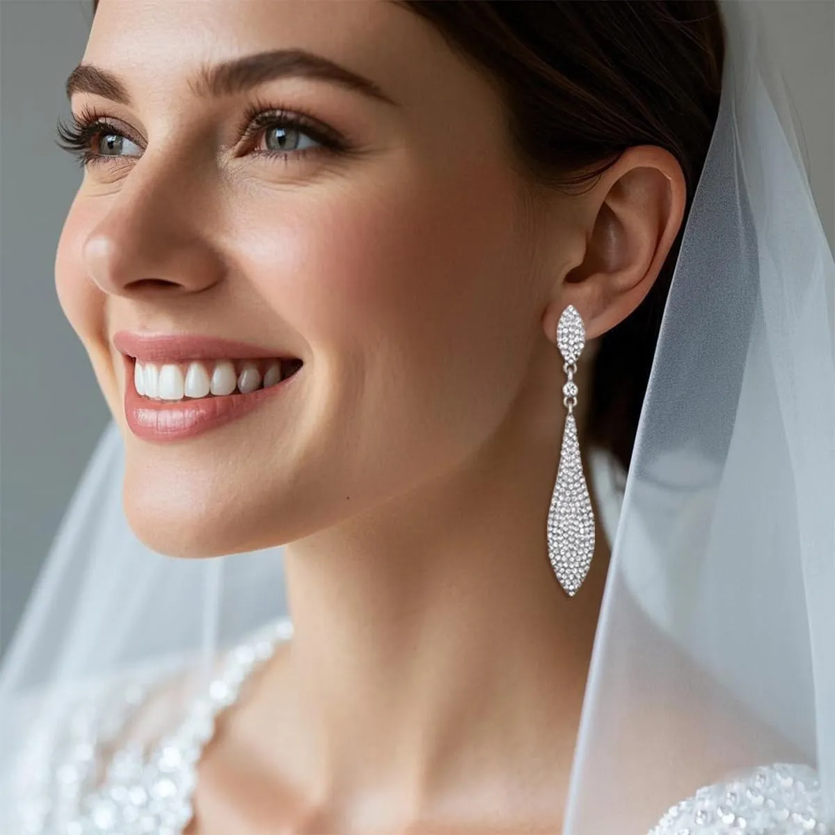 Rhinestone Statement Earrings Double Waterdrop Earrings Cluster Crystal Drop Dangle Earrings Prom Party Wedding Earrings for Women