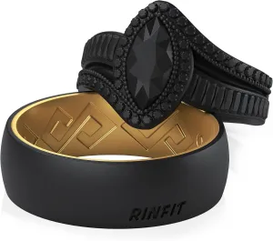 Rinfit Matching Silicone Rings for Couples - Silicone Wedding Bands Sets for Him and Her - His and Hers Ring - Patented Design